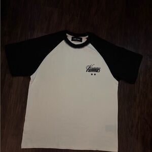 Homme Femme Two-Tone Raglan Short Sleeve Tee - Black/White